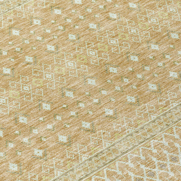 10' X 14' Copper Ivory And Olive Green Tribal Washable Indoor Outdoor Area Rug