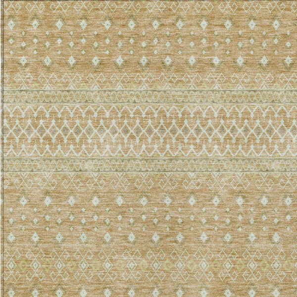 10' X 14' Copper Ivory And Olive Green Tribal Washable Indoor Outdoor Area Rug