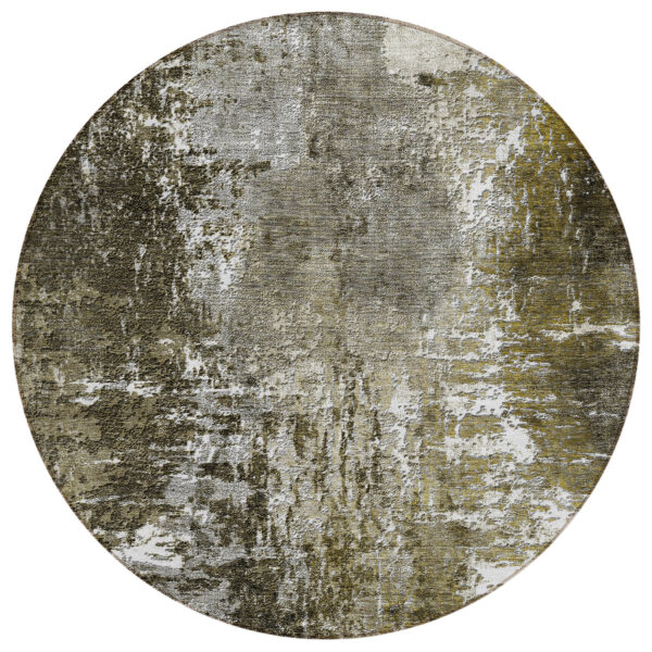 8' Taupe Brown And Gray Round Abstract Washable Indoor Outdoor Area Rug
