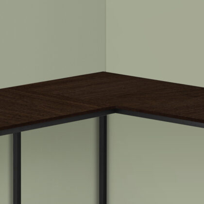 58" Espresso and Black L Shape Computer Desk