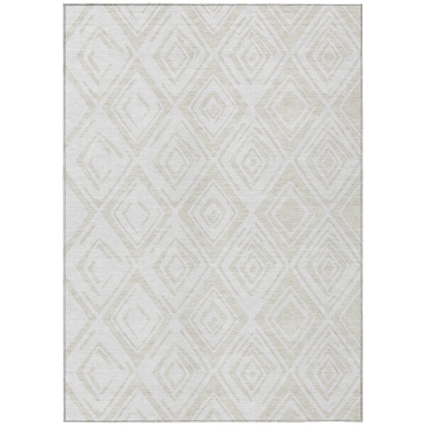 8' X 10' Pearl And Ivory Geometric Washable Indoor Outdoor Area Rug