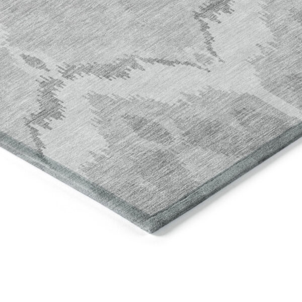 8' X 10' Silver And Gray Ikat Washable Indoor Outdoor Area Rug