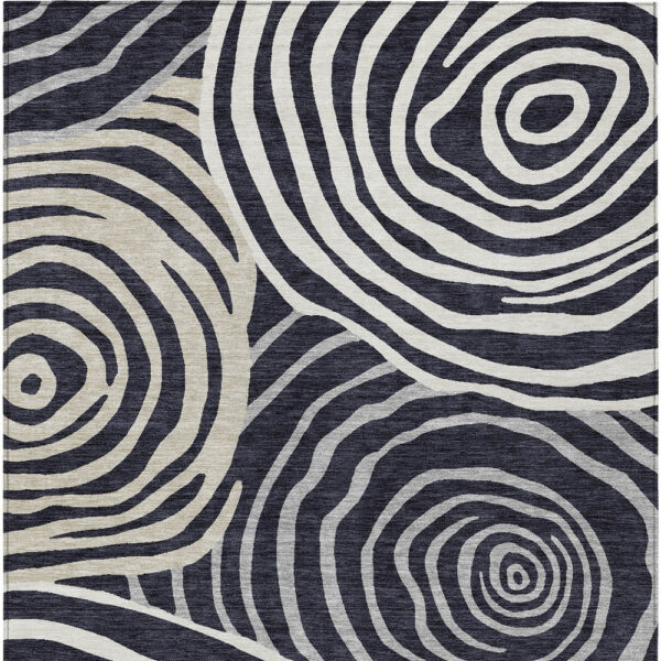9' X 12' Black Charcoal And Gray Abstract Washable Indoor Outdoor Area Rug