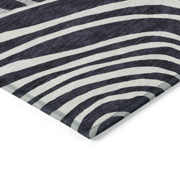 9' X 12' Black Charcoal And Gray Abstract Washable Indoor Outdoor Area Rug