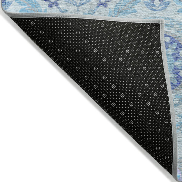 5' X 8' Sky Blue And Lavender Floral Washable Indoor Outdoor Area Rug
