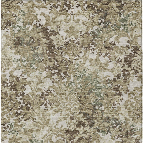 10' X 14' Beige Taupe And Brown Floral Washable Indoor Outdoor Area Rug