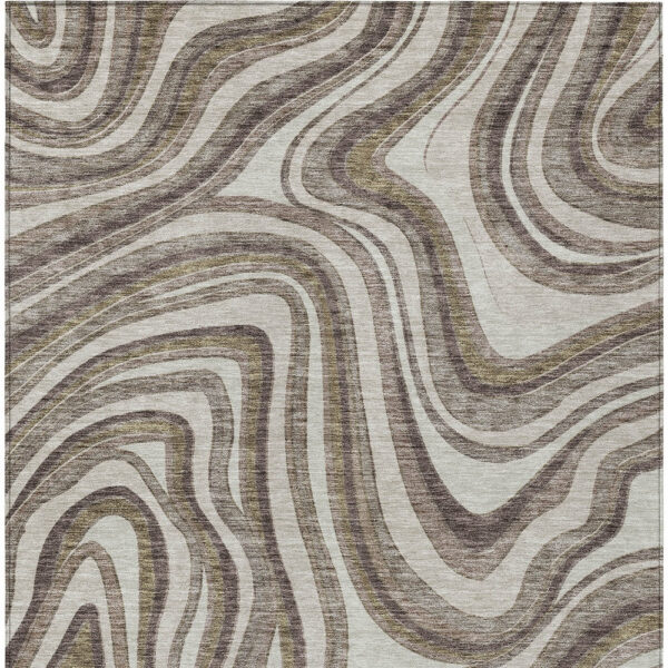 10' X 14' Brown Ivory And Taupe Abstract Washable Indoor Outdoor Area Rug