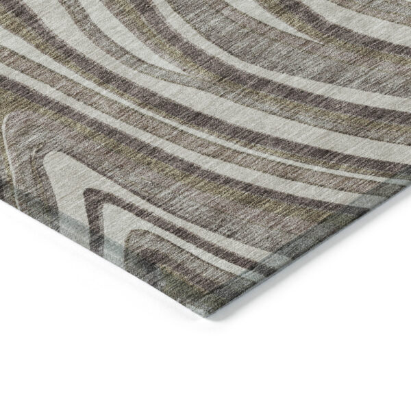 10' X 14' Brown Ivory And Taupe Abstract Washable Indoor Outdoor Area Rug