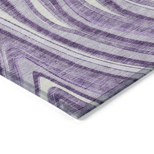 8' X 10' Lavender Purple And Ivory Abstract Washable Indoor Outdoor Area Rug