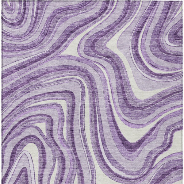 8' X 10' Lavender Purple And Ivory Abstract Washable Indoor Outdoor Area Rug