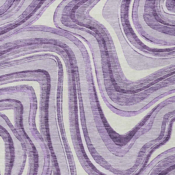 8' X 10' Lavender Purple And Ivory Abstract Washable Indoor Outdoor Area Rug