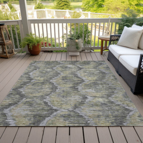 8' X 10' Gray Silver And Wheat Abstract Washable Indoor Outdoor Area Rug