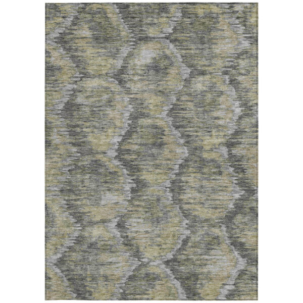 8' X 10' Gray Silver And Wheat Abstract Washable Indoor Outdoor Area Rug