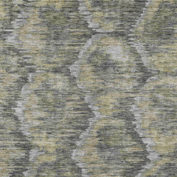 3' X 5' Gray Silver And Wheat Abstract Washable Indoor Outdoor Area Rug