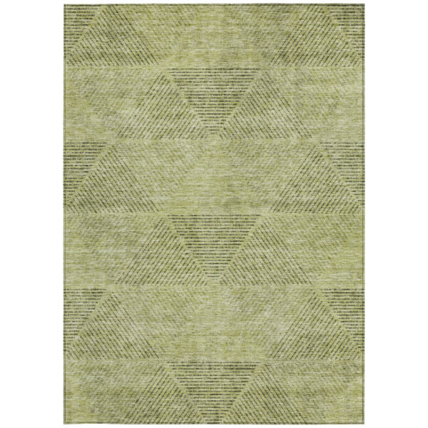 5' X 8' Artichoke Green And Fern Green Geometric Washable Indoor Outdoor Area Rug