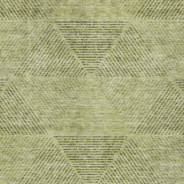 5' X 8' Artichoke Green And Fern Green Geometric Washable Indoor Outdoor Area Rug