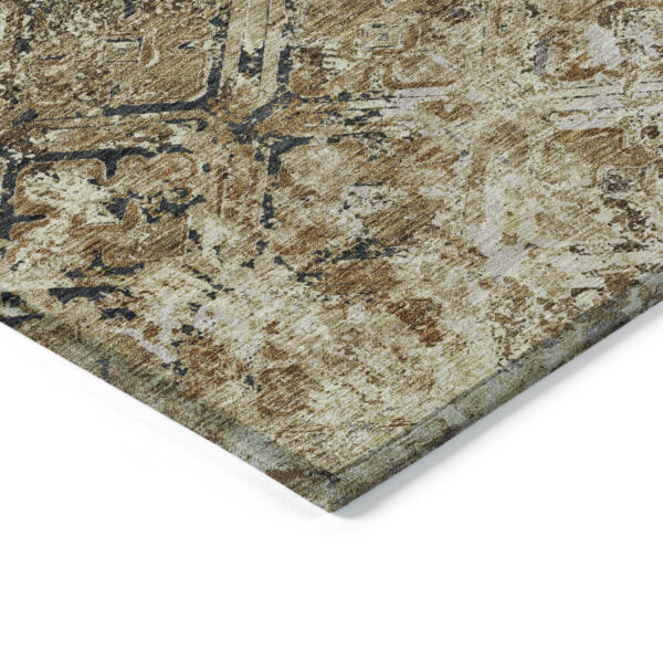 5' X 8' Beige Brown And Copper Geometric Washable Indoor Outdoor Area Rug