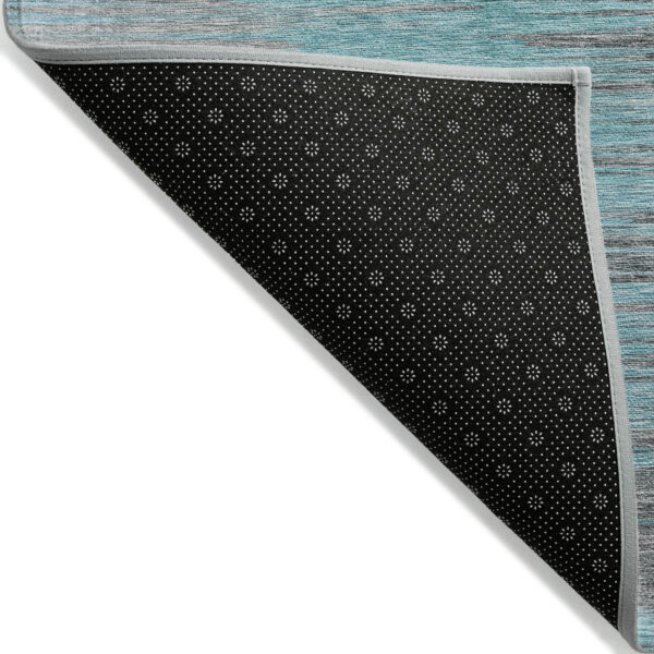 3' X 5' Teal Blue Charcoal And Gray Abstract Washable Indoor Outdoor Area Rug