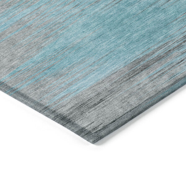 3' X 5' Teal Blue Charcoal And Gray Abstract Washable Indoor Outdoor Area Rug