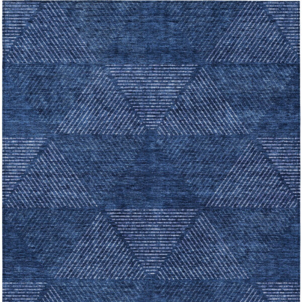 8' X 10' Navy Blue And Sky Blue Geometric Washable Indoor Outdoor Area Rug