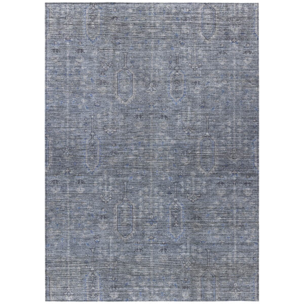 3' X 5' Navy Blue And Gray Southwestern Washable Indoor Outdoor Area Rug