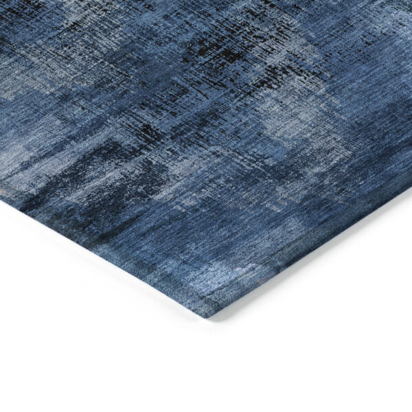 8' X 10' Navy Blue And Sky Blue Abstract Washable Indoor Outdoor Area Rug