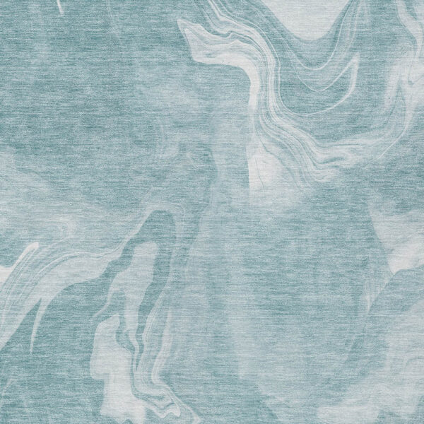 9' X 12' Teal Blue And Aqua Abstract Washable Indoor Outdoor Area Rug