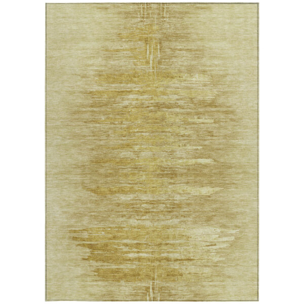 5' X 8' Gold And Wheat Abstract Washable Indoor Outdoor Area Rug
