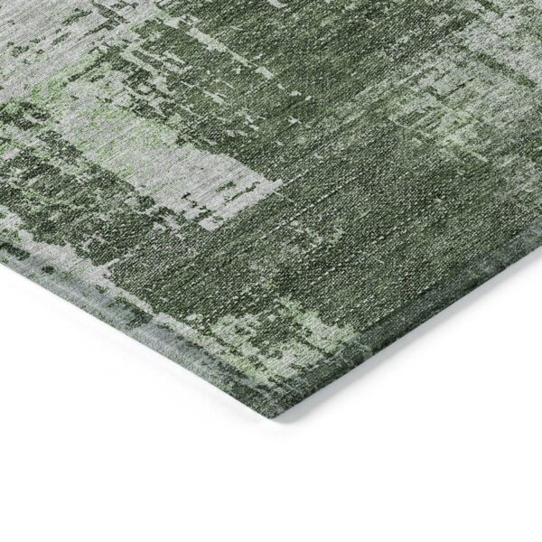 5' X 8' Fern Green And Green Abstract Washable Indoor Outdoor Area Rug