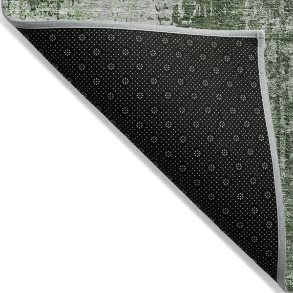 5' X 8' Fern Green And Green Abstract Washable Indoor Outdoor Area Rug