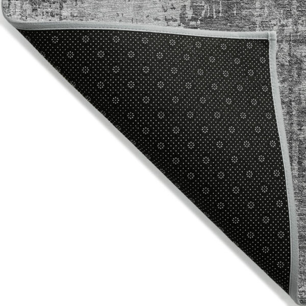 3' X 5' Gray Charcoal And Silver Abstract Washable Indoor Outdoor Area Rug