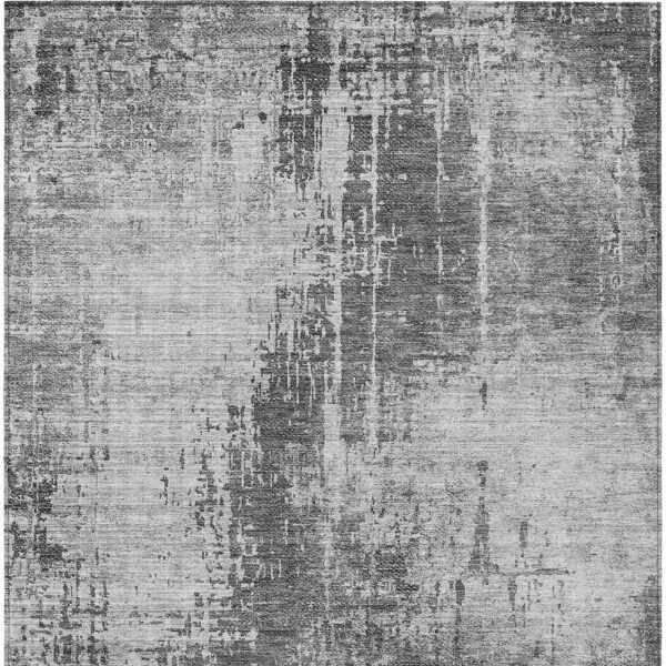3' X 5' Gray Charcoal And Silver Abstract Washable Indoor Outdoor Area Rug