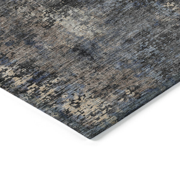 10' X 14' Charcoal Gray And Silver Abstract Washable Indoor Outdoor Area Rug