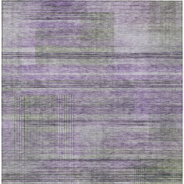 3' X 5' Purple Lavender And Gray Striped Washable Indoor Outdoor Area Rug