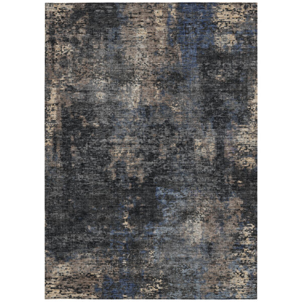 10' X 14' Charcoal Gray And Silver Abstract Washable Indoor Outdoor Area Rug