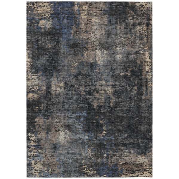 10' X 14' Charcoal Gray And Silver Abstract Washable Indoor Outdoor Area Rug