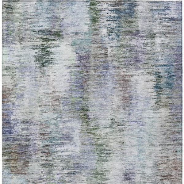 9' X 12' Green Gray And Purple Abstract Washable Indoor Outdoor Area Rug