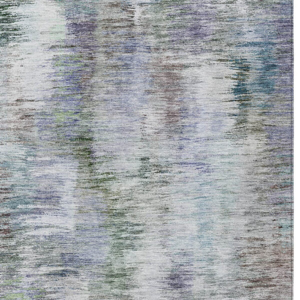 9' X 12' Green Gray And Purple Abstract Washable Indoor Outdoor Area Rug