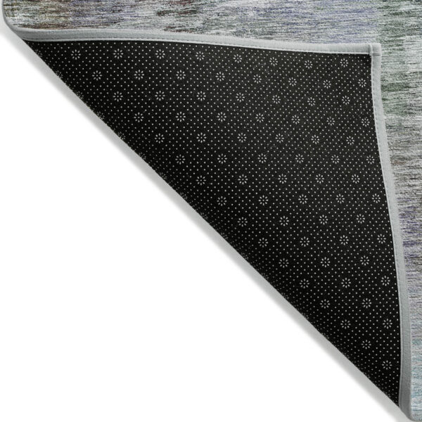 9' X 12' Green Gray And Purple Abstract Washable Indoor Outdoor Area Rug