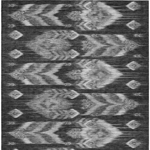 8' X 10' Black Charcoal And Silver Southwestern Washable Indoor Outdoor Area Rug