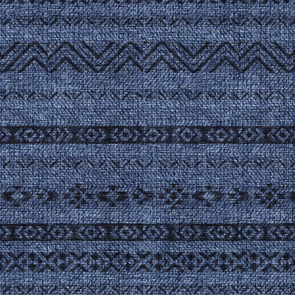 3' X 5' Navy Blue Southwestern Washable Indoor Outdoor Area Rug