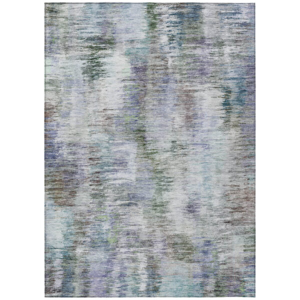 9' X 12' Green Gray And Purple Abstract Washable Indoor Outdoor Area Rug