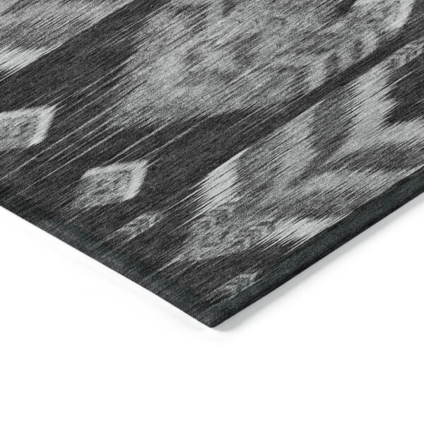8' X 10' Black Charcoal And Silver Southwestern Washable Indoor Outdoor Area Rug