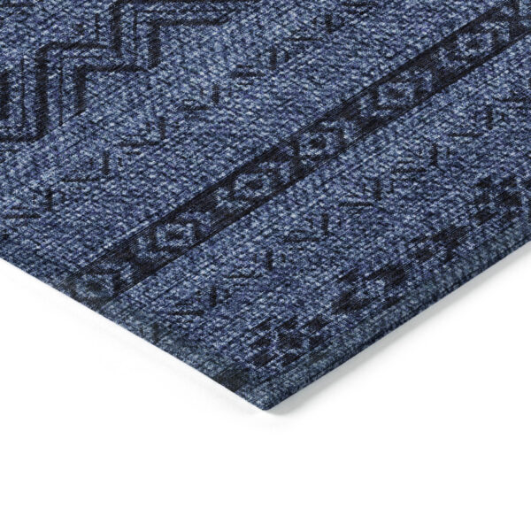 3' X 5' Navy Blue Southwestern Washable Indoor Outdoor Area Rug