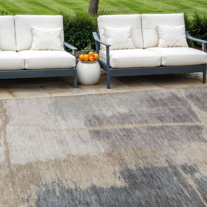 10' X 14' Gray Charcoal And Beige Abstract Washable Indoor Outdoor Area Rug