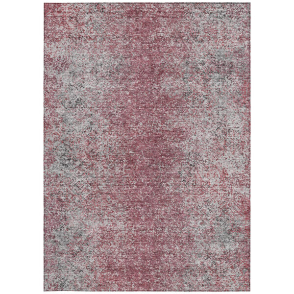 5' X 8' Merlot Silver And Gray Oriental Washable Indoor Outdoor Area Rug