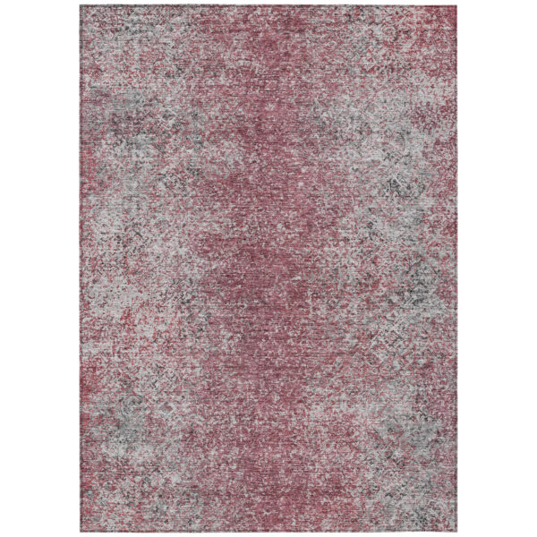 5' X 8' Merlot Silver And Gray Oriental Washable Indoor Outdoor Area Rug