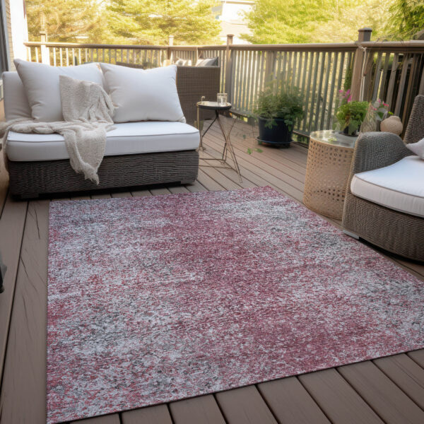 5' X 8' Merlot Silver And Gray Oriental Washable Indoor Outdoor Area Rug