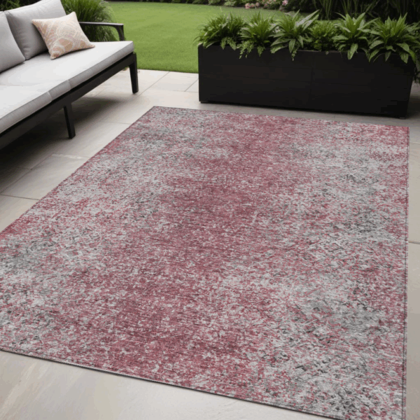5' X 8' Merlot Silver And Gray Oriental Washable Indoor Outdoor Area Rug