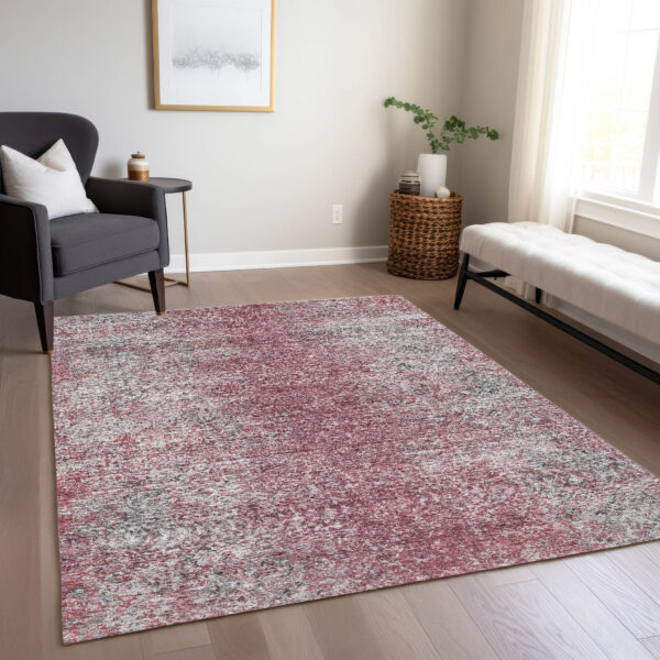 5' X 8' Merlot Silver And Gray Oriental Washable Indoor Outdoor Area Rug